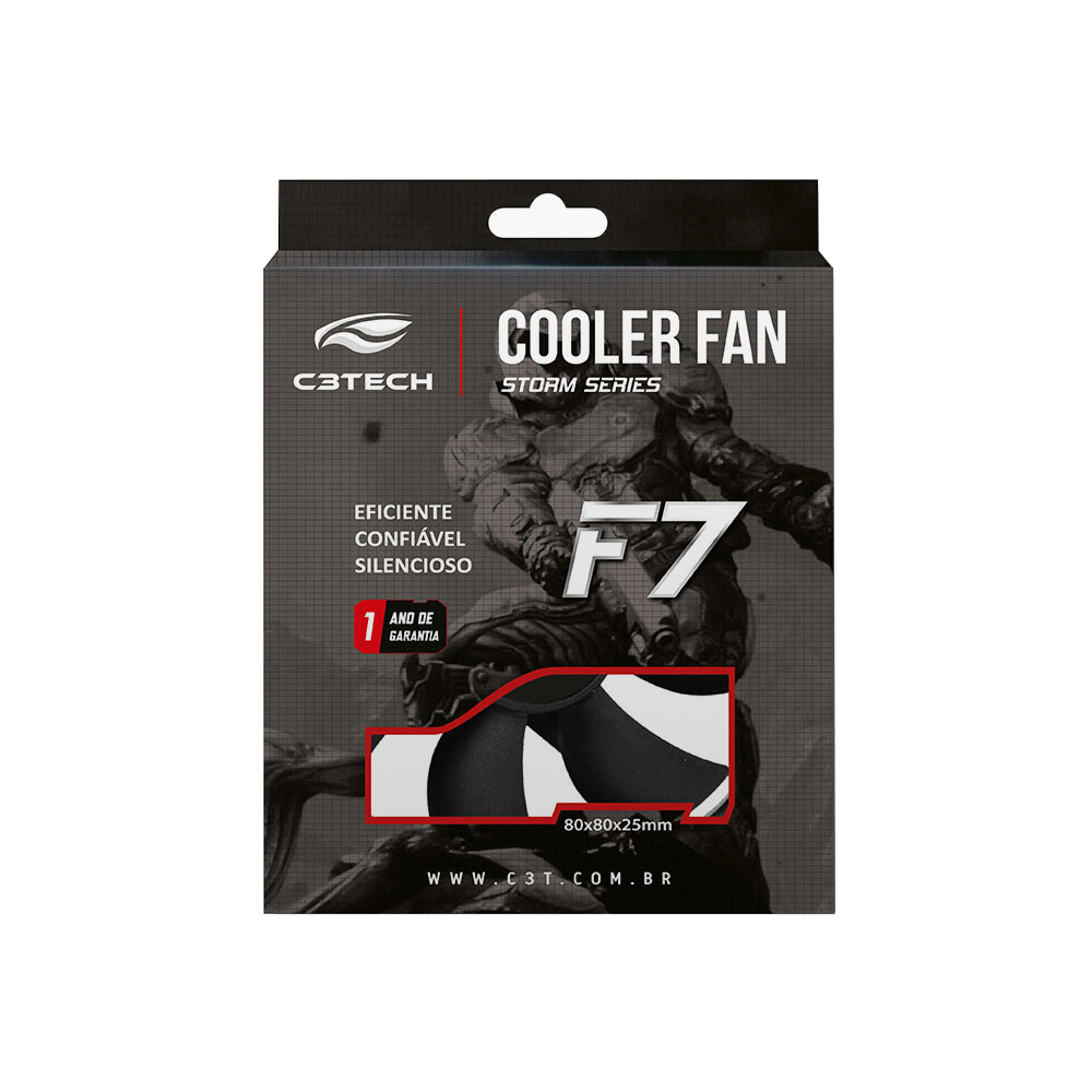 Imagem de COOLER PARA GABINETE C3TECH 80X80X25MM PRETO - F7-50BK
