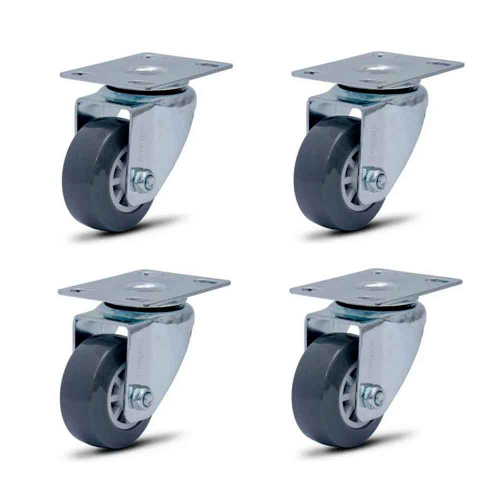 Imagem de KIT RODIZIO COM 4 UNIDADES ATE 90 KG SEM TRAVA MAX ELETRON