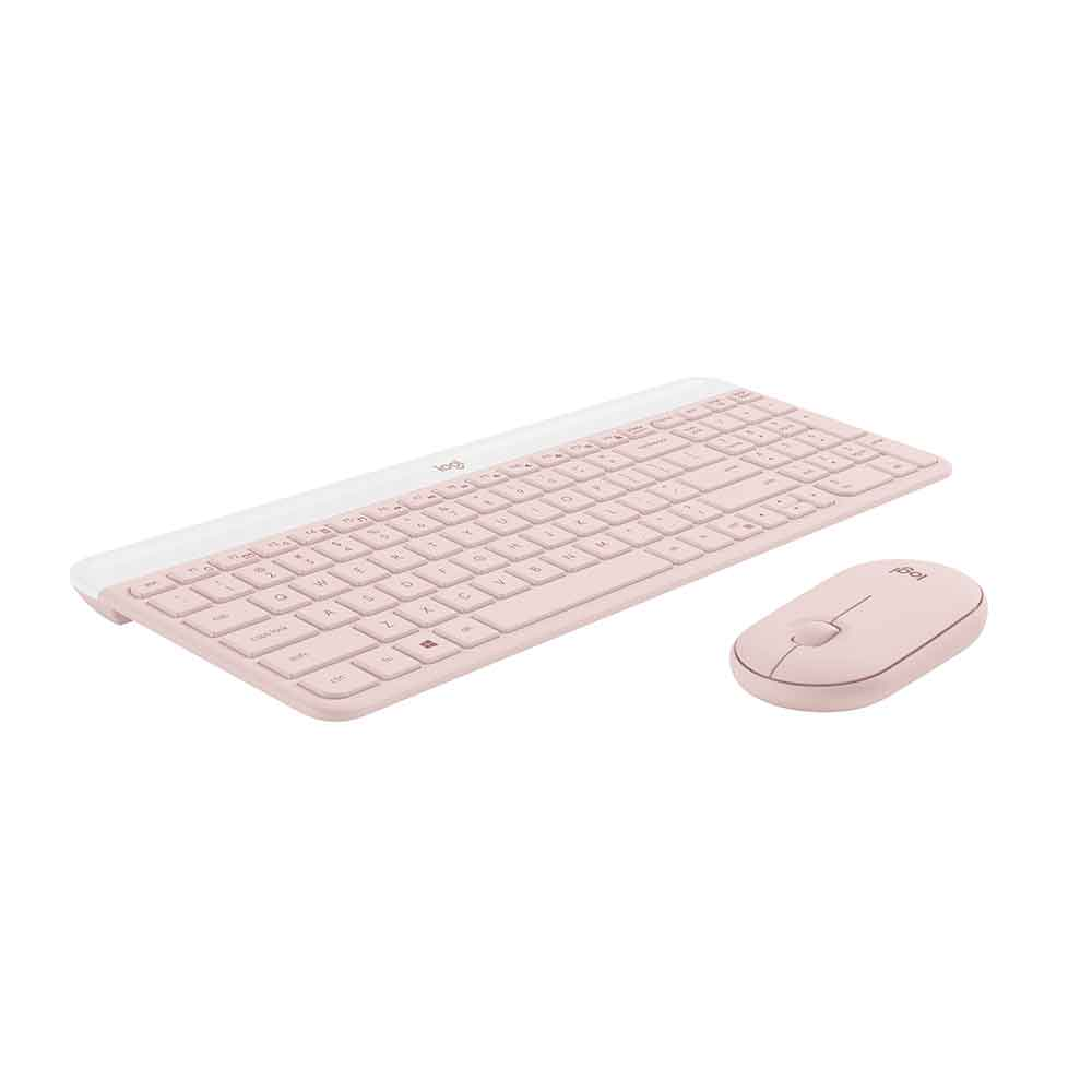 Imagem de KIT MOUSE E TECLADO LOGITECH SLIM SEM FIO USB MK470 - ROSE