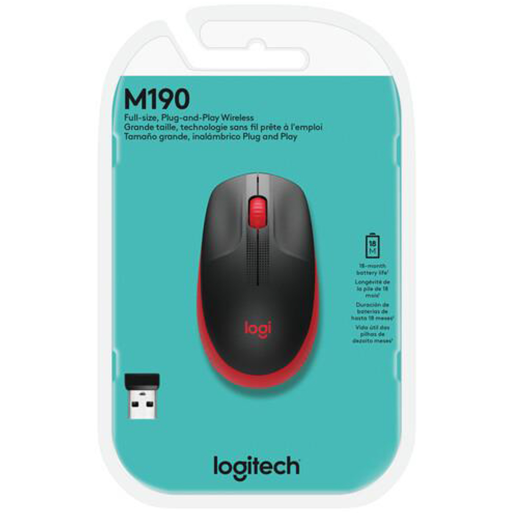 Imagem de MOUSE LOGITECH M190 SEM FIO VERMELHO