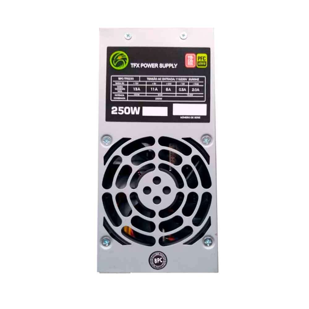 Imagem de FONTE DE ALIMENTACAO BRAZIL PC TFX 250W SLIM BPC-TFX250-PFC 24 PINOS AUTOMATICA