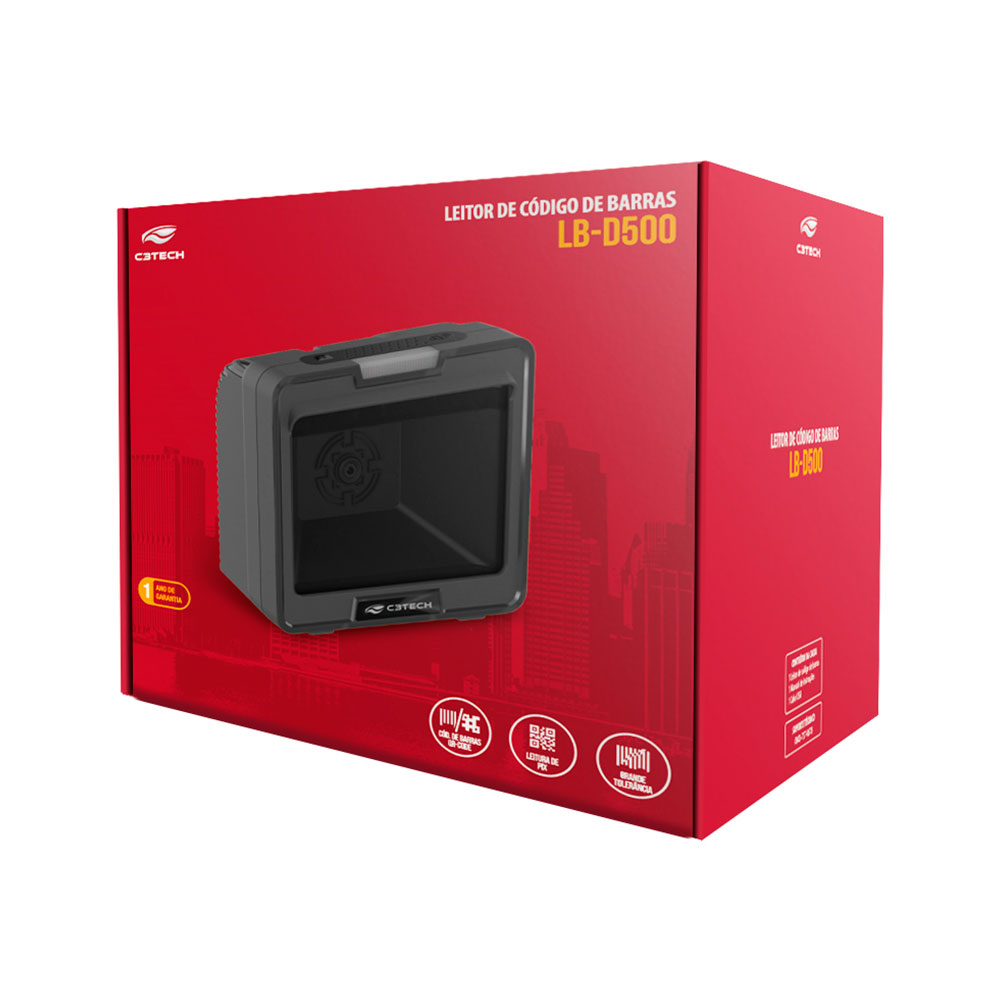 Imagem de LEITOR DE CODIGO DE BARRAS C3TECH FIXO 1D/2D USB LB-D500BK