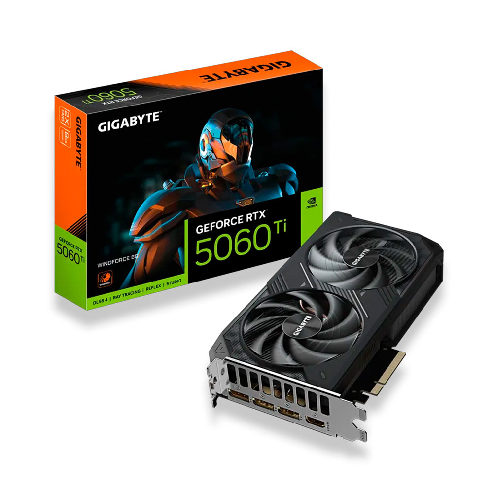 Imagem de PLACA DE VIDEO GIGABYTE GEFORCE RTX 5060 TI WINDFORCE 8GB GDDR7 128BITS GV-N506TWF2-8GD