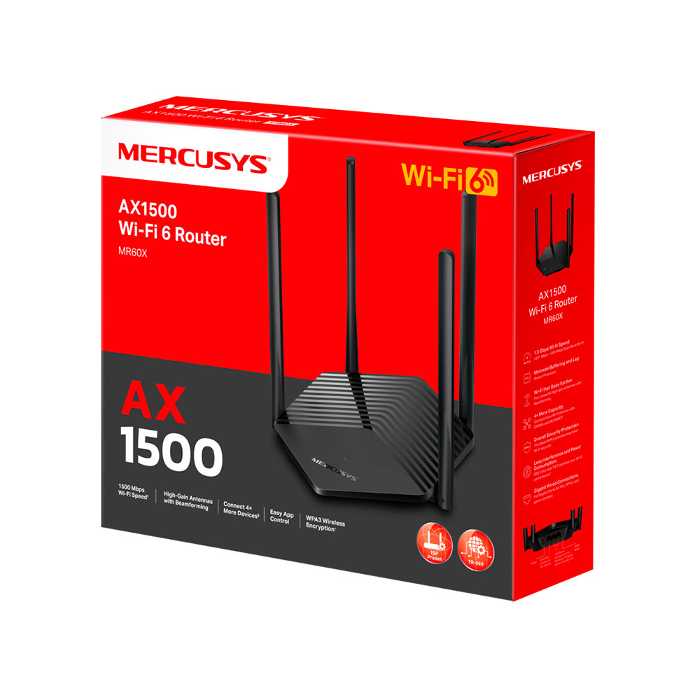 Imagem de ROTEADOR WIRELESS MERCUSYS MR60X WI-FI 6 AX1500